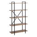 Ernesto Megapap metal - melamine bookcase in black - smoked walnut color 90x35.5x160cm.