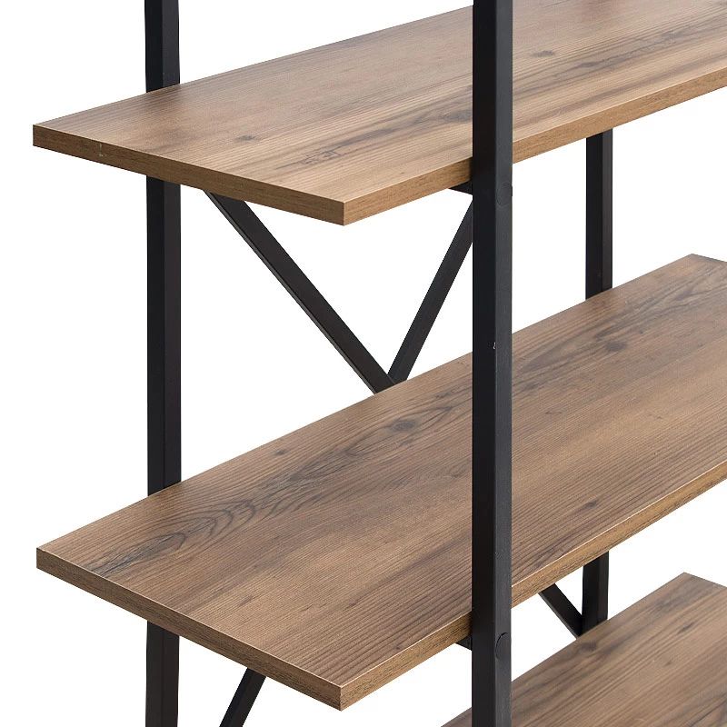 Ernesto Megapap metal - melamine bookcase in black - smoked walnut color 90x35.5x160cm.