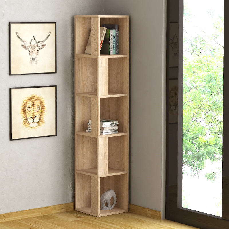 Βιβλιοθήκη γωνιακή Piano Megapap χρώμα φυσικό οξιάς 31,4x31,4x158,9εκ.