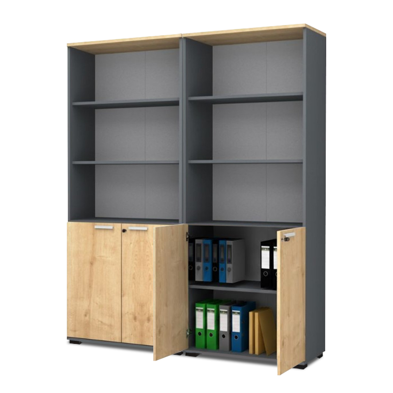 Venturo Megapap melamine office bookcase in athracite - oak color 160x40x200cm.