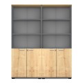 Venturo Megapap melamine office bookcase in athracite - oak color 160x40x200cm.
