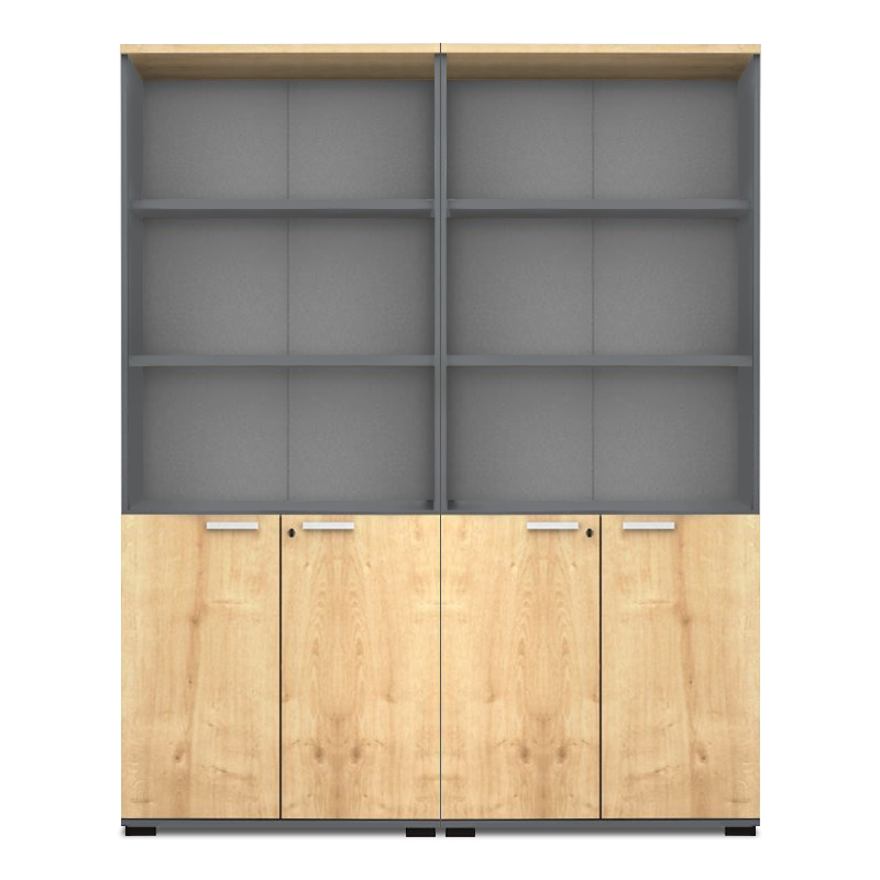 Venturo Megapap melamine office bookcase in athracite - oak color 160x40x200cm.