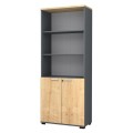 Venturo Megapap melamine office bookcase in athracite - oak color 80x40x200cm.