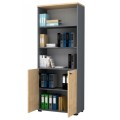 Venturo Megapap melamine office bookcase in athracite - oak color 80x40x200cm.