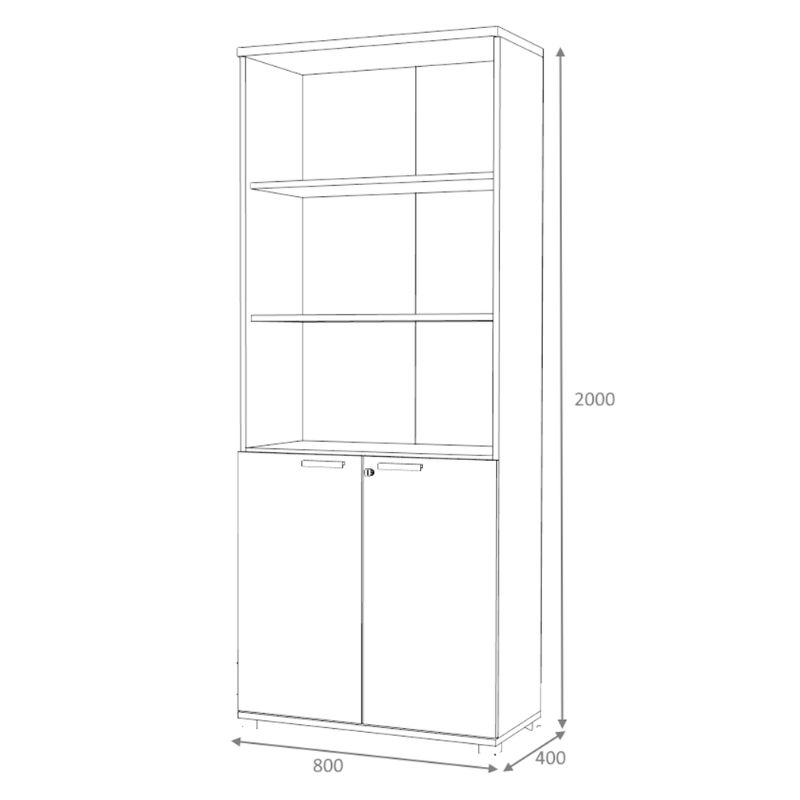Venturo Megapap melamine office bookcase in athracite - oak color 80x40x200cm.