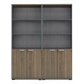 Venturo Megapap melamine office bookcase in athracite - walnut color 160x40x200cm.