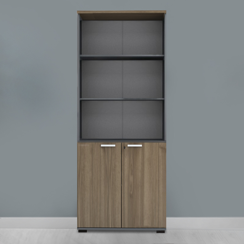 Venturo Megapap melamine office bookcase in athracite - walnut color 80x40x200cm.