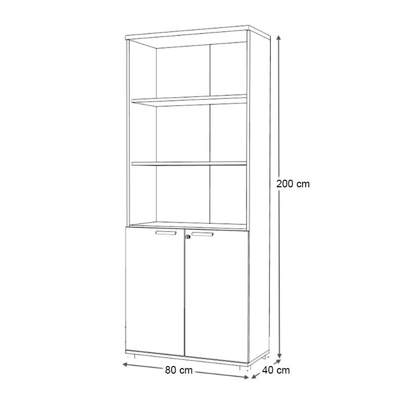 Venturo Megapap melamine office bookcase in athracite - walnut color 80x40x200cm.