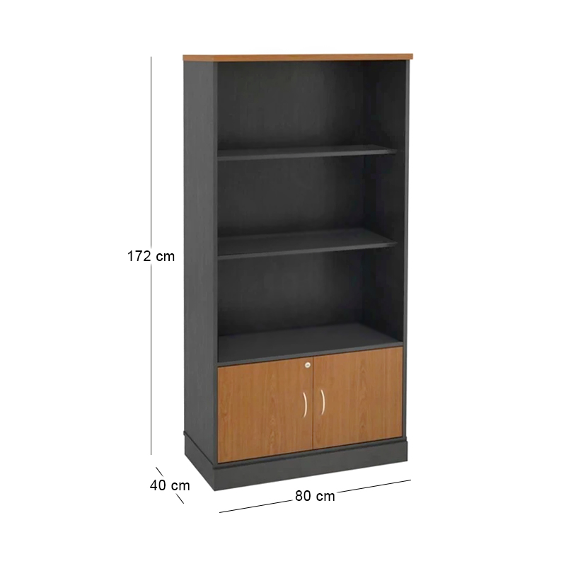 BOOKCASE-A Grey/Cherry 80x40x172