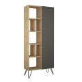 Jedda Megapaπ melamine bookcase in oak - anthracite color 80,6x29,6x191cm.