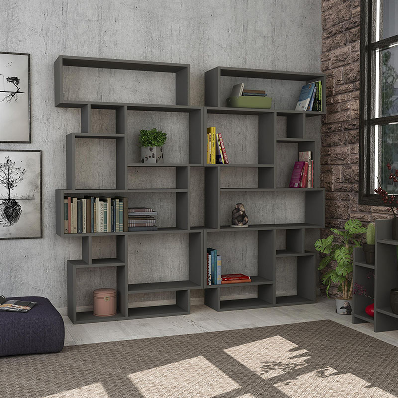 Karmato Megapap melamine bookcase in anthracite color 96x25,5x168,5cm.