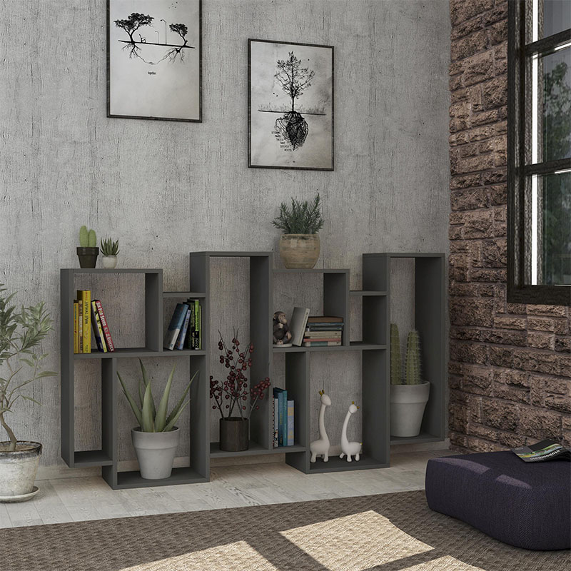 Karmato Megapap melamine bookcase in anthracite color 96x25,5x168,5cm.