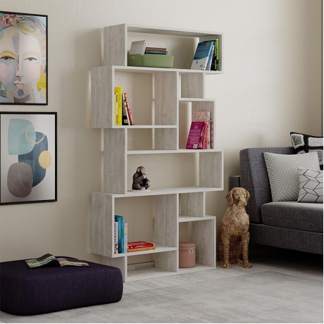 Βιβλιοθήκη Karmato Megapap χρώμα λευκό αντικέ 96x25,5x168,5εκ.