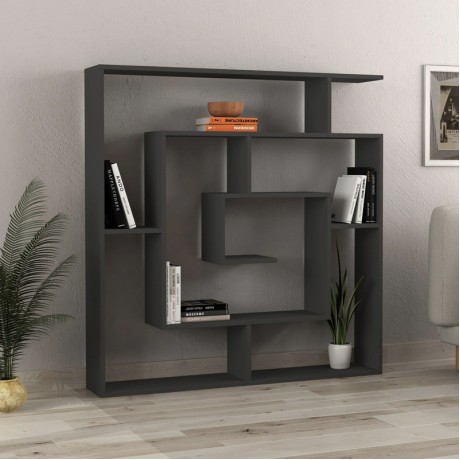 Βιβλιοθήκη Labirent Megapap χρώμα ανθρακί 125x22x129εκ.