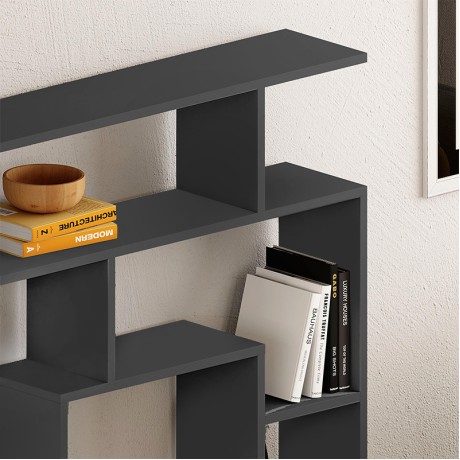 Βιβλιοθήκη Labirent Megapap χρώμα ανθρακί 125x22x129εκ.