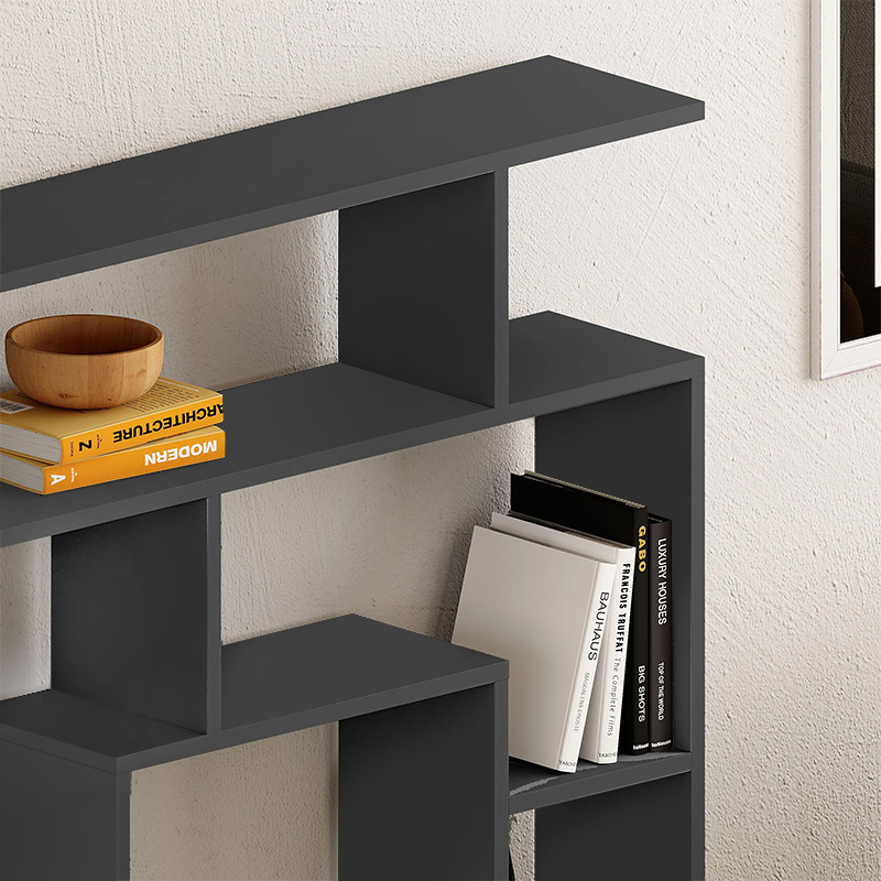 Βιβλιοθήκη Labirent Megapap χρώμα ανθρακί 125x22x129εκ.
