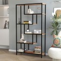 Larissa Megapap melamine - metal bookshelf in black - pine oak color 90x30x159cm.