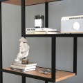 Larissa Megapap melamine - metal bookshelf in black - pine oak color 90x30x159cm.