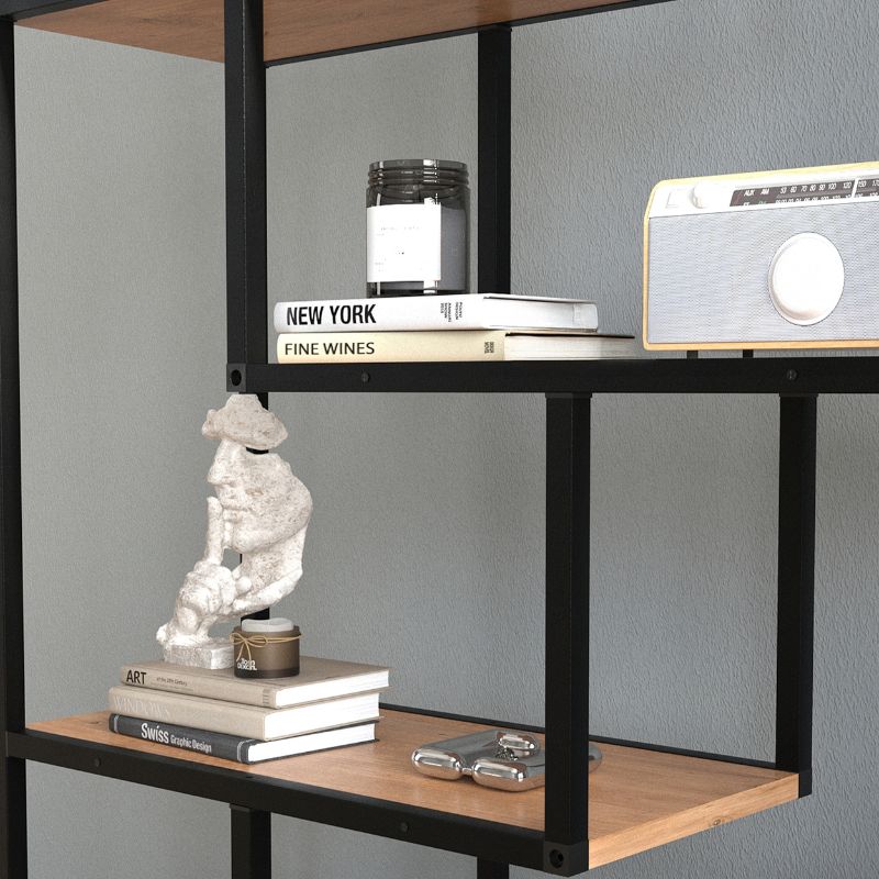 Larissa Megapap melamine - metal bookshelf in black - pine oak color 90x30x159cm.