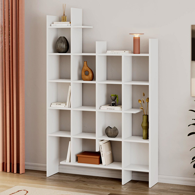 Manco Megapap melamine bookcase in white color 122x25,5x188cm.