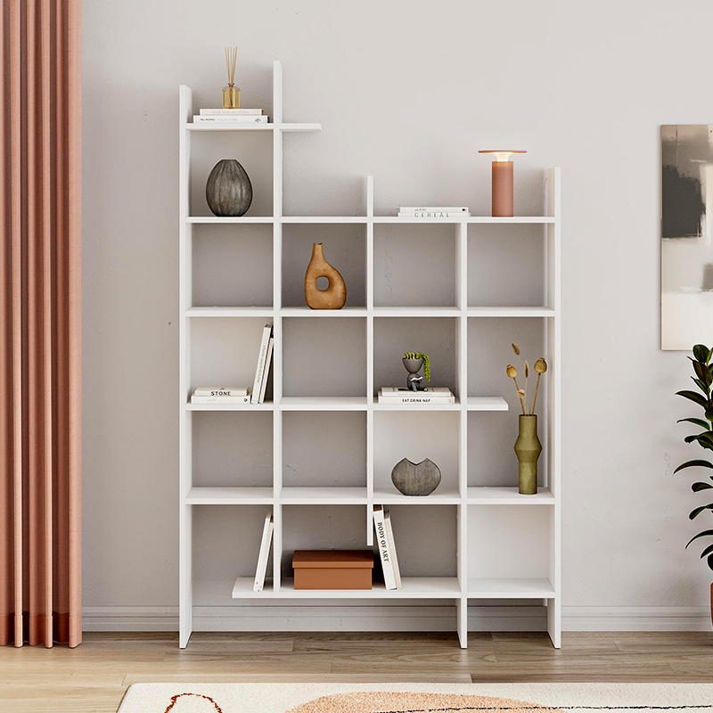 Manco Megapap melamine bookcase in white color 122x25,5x188cm.