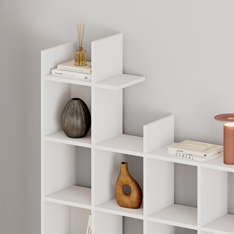 Manco Megapap melamine bookcase in white color 122x25,5x188cm.