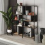 Βιβλιοθήκη Maxi Megapap χρώμα sapphire oak - silky black 144x35x175εκ.
