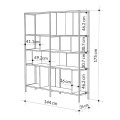 Maxi Megapap melamine bookcase in silky black - sapphire oak color 144x35x175cm.