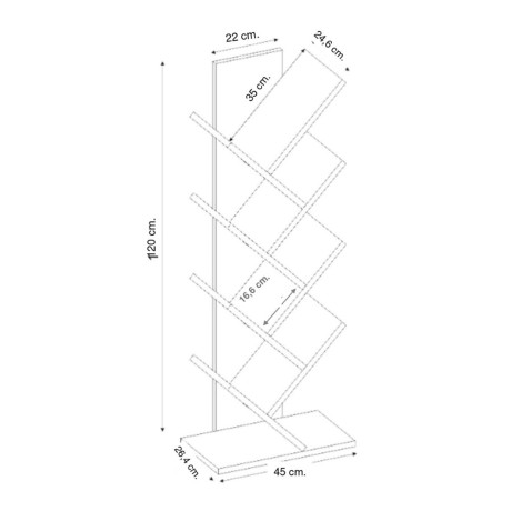 Βιβλιοθήκη Maxy Megapap χρώμα γκρι σκυροδέματος 45x26,4x120εκ.