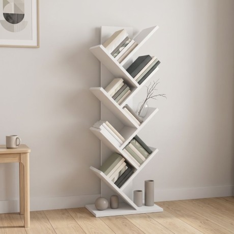 Maxy Megapap melamine bookcase in white color 45x26.4x120cm.