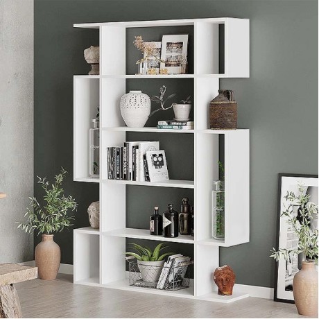 Βιβλιοθήκη Mito Megapap χρώμα λευκό 108x25x161εκ.