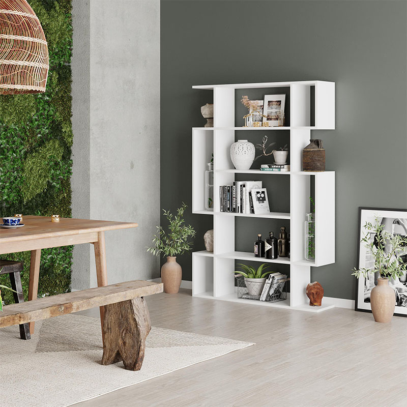 Mito Megapap melamine bookcase in white color 108x25x161cm.