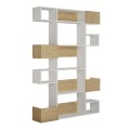 Niho Megapap melamine bookcase in white - oak color 120x25,3x171cm.