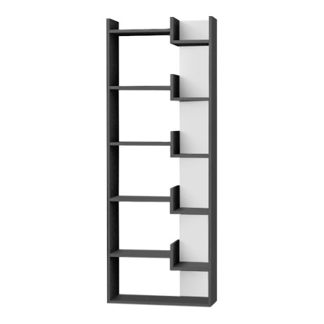 Βιβλιοθήκη Oppa Megapap χρώμα ανθρακί - λευκό 60x22x162εκ.