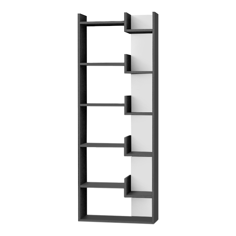 Oppa Megapap melamine bookcase in anthracite - white color 60x22x162cm.