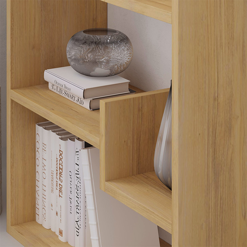 Oppa Megapap melamine bookcase in natural beech/white color 60x22x162cm.