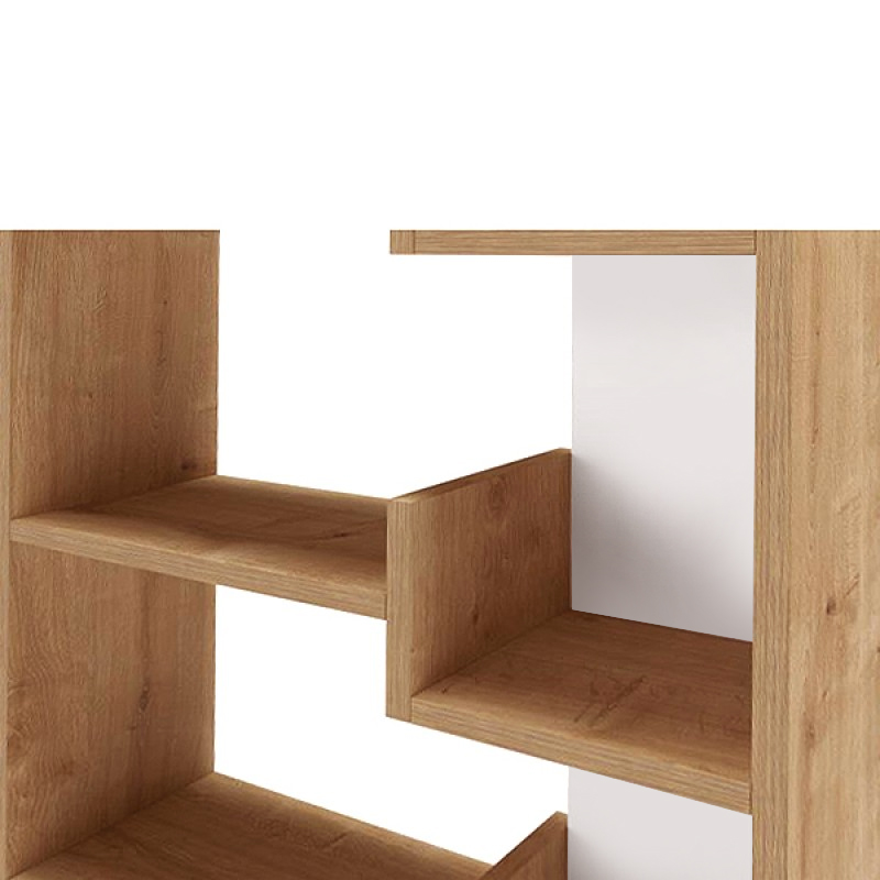 Oppa Megapap melamine bookcase in natural beech/white color 60x22x162cm.