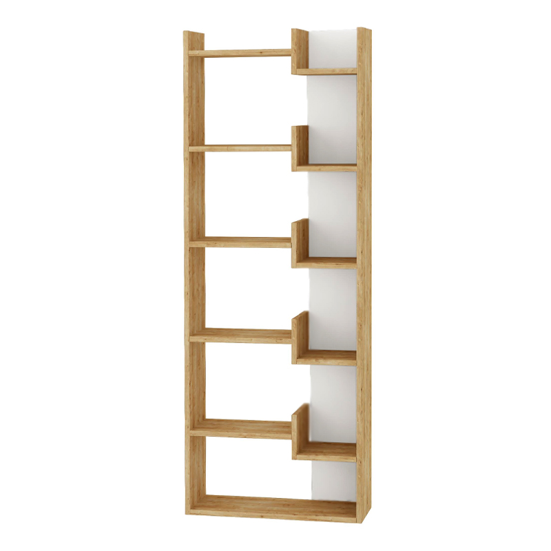 Oppa Megapap melamine bookcase in natural beech/white color 60x22x162cm.