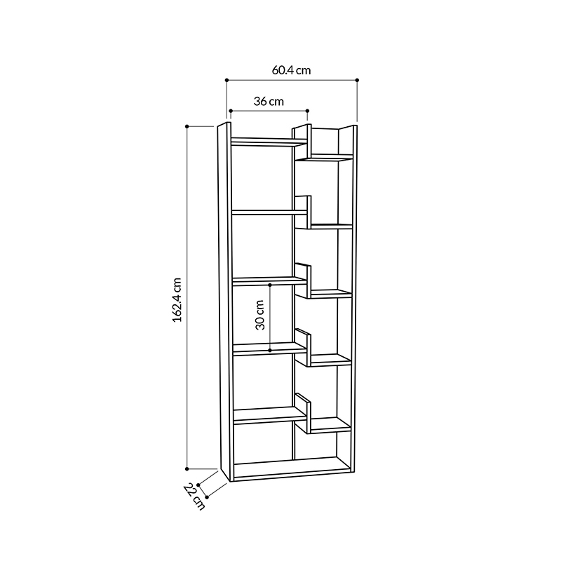 Βιβλιοθήκη Oppa Megapap χρώμα λευκό 60x22x162εκ.