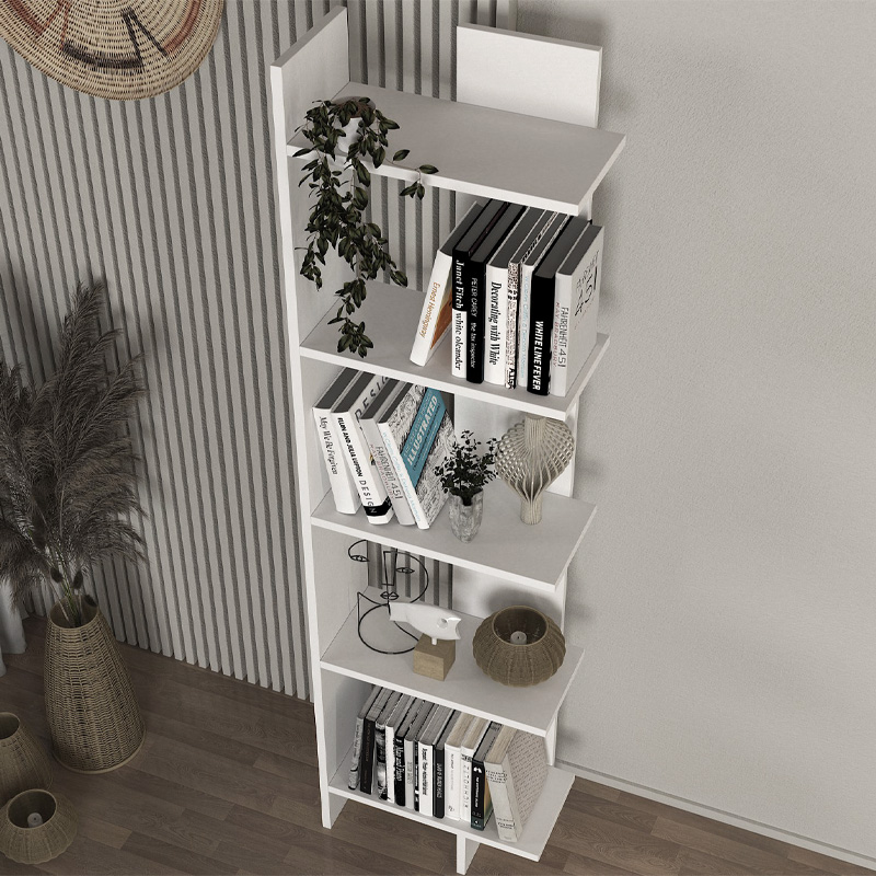 Βιβλιοθήκη Perla Megapap χρώμα λευκό 48x22x170εκ.