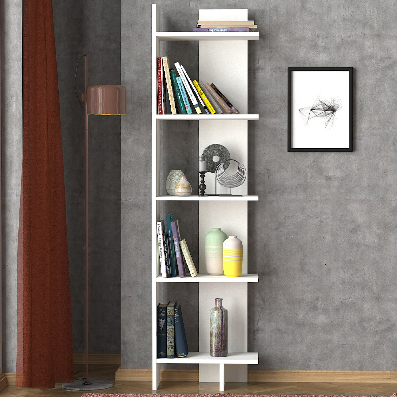 Βιβλιοθήκη Perla Megapap χρώμα λευκό 48x22x170εκ.