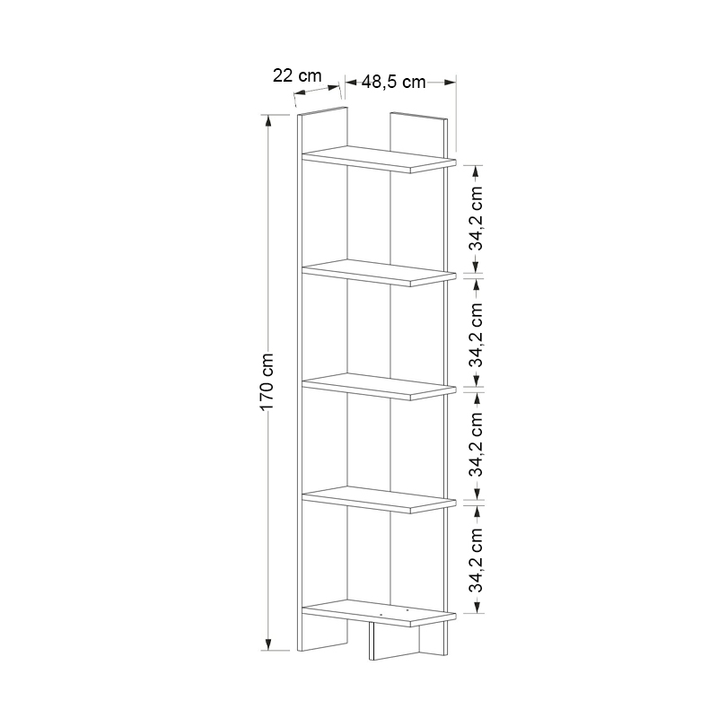 Βιβλιοθήκη Perla Megapap χρώμα λευκό 48x22x170εκ.
