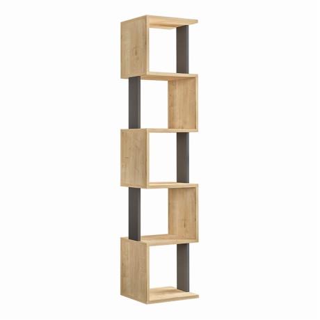 Βιβλιοθήκη Piri Megapap χρώμα sapphire oak/ανθρακί 35x30x161εκ.