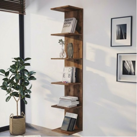 Ogden Megapap melamine bookcase in smoked walnut color 34,5x30x180cm.