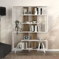 Rain Megapap melamine bookcase in white - walnut color 120x19,5x162cm.