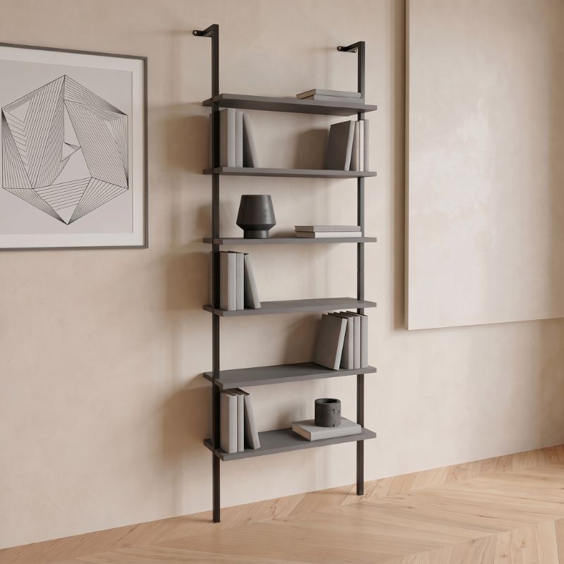 Madison Megapap metal - melamine wall bookcase in black - anthracite color 60x20x183cm.