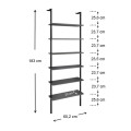 Madison Megapap metal - melamine wall bookcase in black - anthracite color 60x20x183cm.
