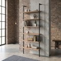 Madison Megapap metal - melamine wall bookcase in black - pine oak color 60x20x183cm.