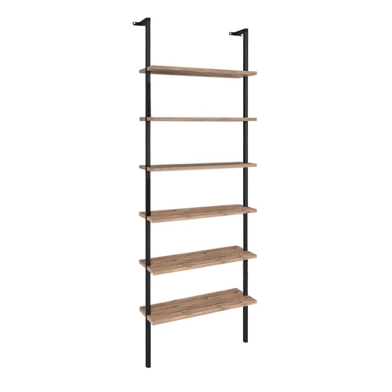 Madison Megapap metal - melamine wall bookcase in black - pine oak color 60x20x183cm.