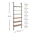 Madison Megapap metal - melamine wall bookcase in black - pine oak color 60x20x183cm.